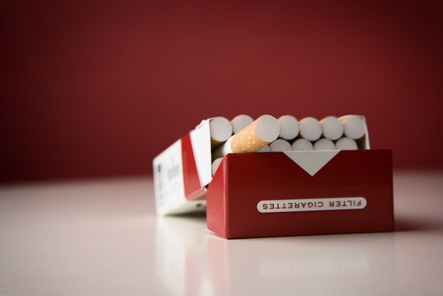 Pack of cigarettes on table